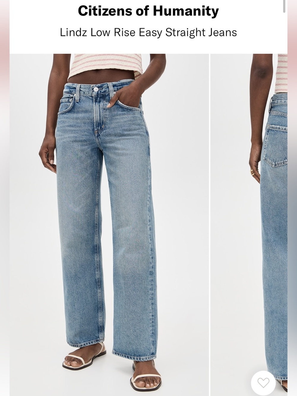 NWT Citizens of Humanity Lindz Low Rise Easy Straight Jean in Bouji